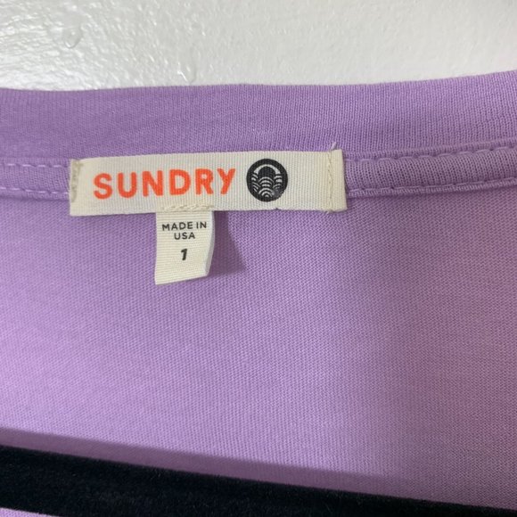 Sundry purple long sleeve star scoop neck 1 - Picture 3 of 5